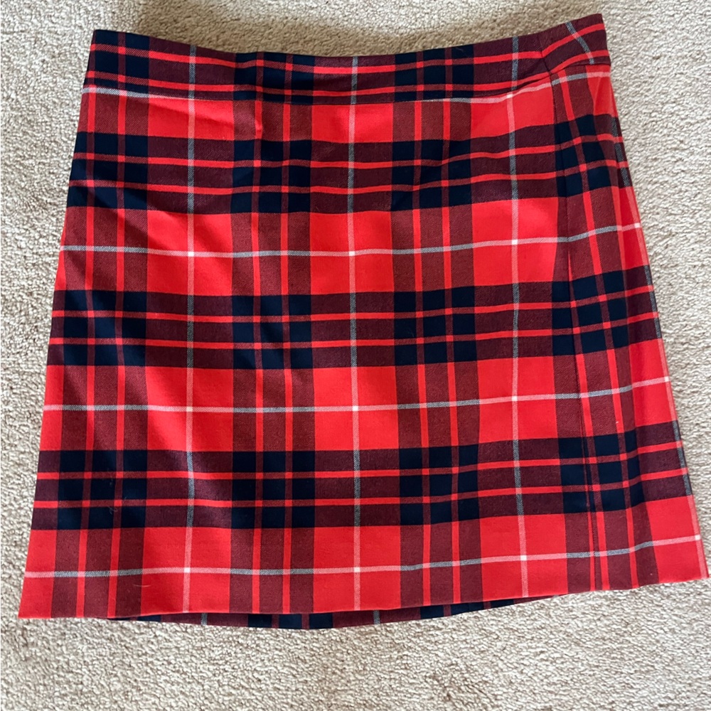 J. Crew Red and Navy Plaid Mini Skirt